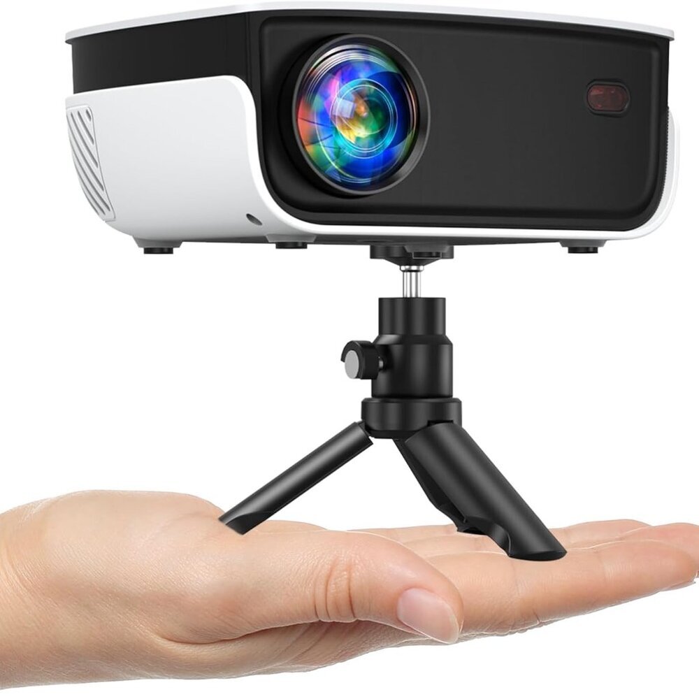 Mini Projector, Portable Outdoor Movie Projector with Tripod, 1080P and 200" Sup